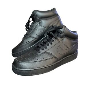 Nike Court Vision Men's Triple Black Size 7.5 Mid Basketball Sneakers DN3577-003